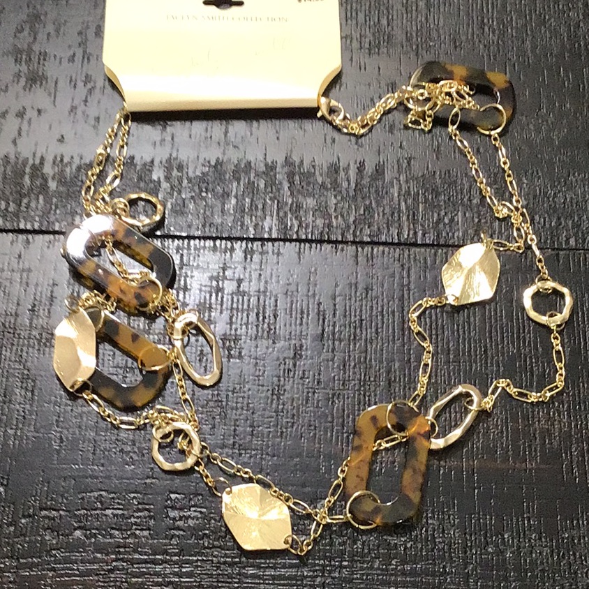 Nwt Jaclyn Smith Tortoise Shell Gold Tone Necklace 8$